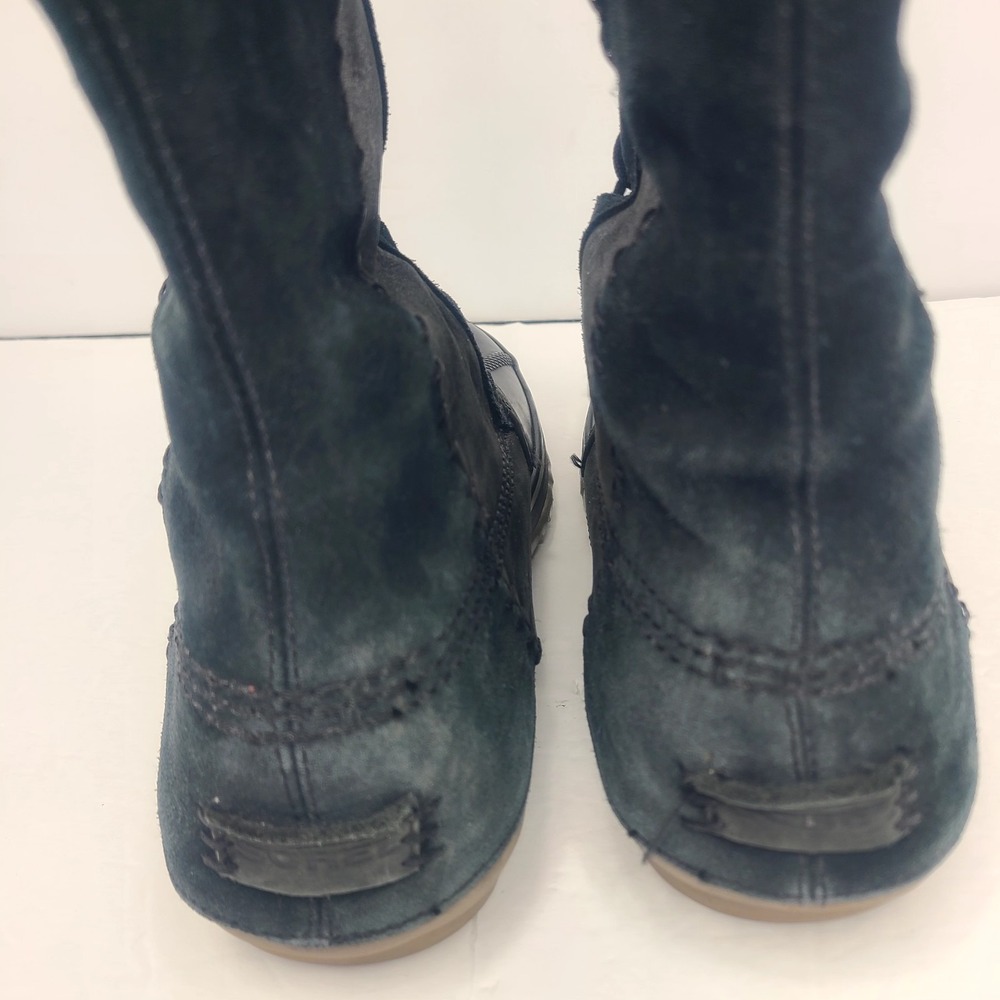 SOREL Cate the Great Winter Tall Suede Leather Boots Womens 7 Faux‎ Fur Black - Picture 7 of 9